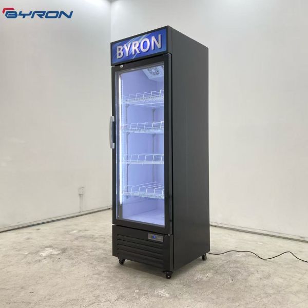 Single Door Beverage Cooler LED Lighting Glass Front Beverage Cooler Customized