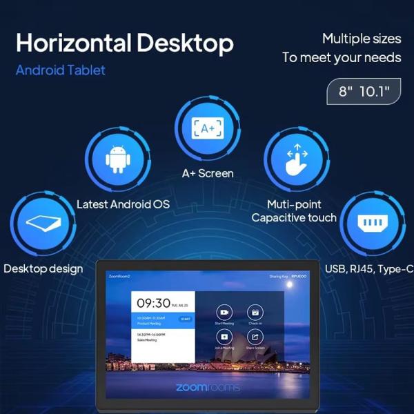 10.1インチ水平デスクトップ アンドロイドタブレットPC パソコン タッチスクリーン RJ45 POEパワー NFCリーダー 産業用ビジネス フロント ホテル レストラン 小売店 デスク使用