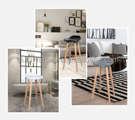 Bar Furniture Solid Wood Leg ABS Plastic Bar Chair for Modern High Stool Furniture