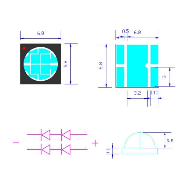 New UV LED Lamp Bead UVA SMD6868 LED Chip R5.0MM 365nm 385nm 395nm 10W Factory Direct for 3D Printer Plant Growing  Disinfection