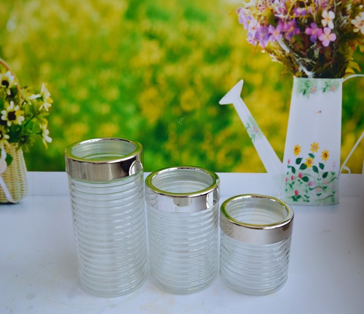 SET OF 3 PCS GLASS CANISTER