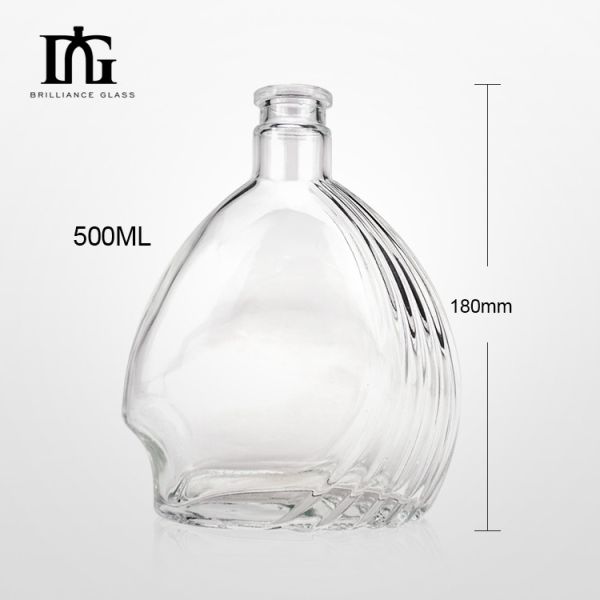 Collar Material Glass Special Shaped Glass Bottle 500ml Glass Liquor Bottles