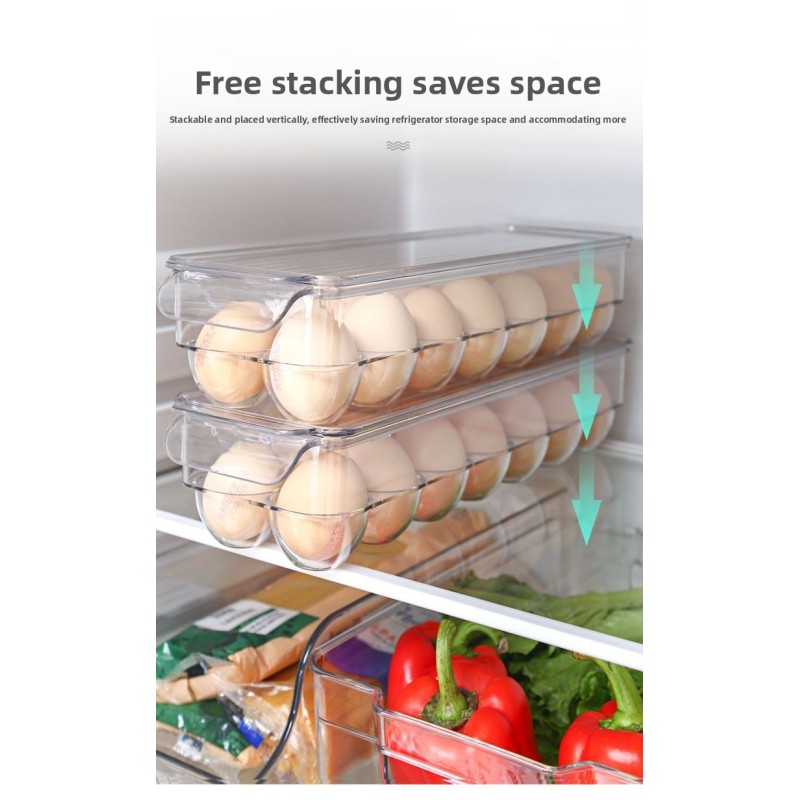 Clear Plastic Stackable Storage Bins Rectangular Produce Organizers for Fridge Kitchen Pantry Transparent Fruit Vegetable Basket