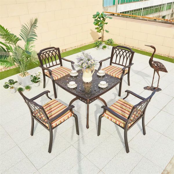 Balcony Furniture Small Round Table Cast Aluminum Coffee Table Set for Outdoor Leisure