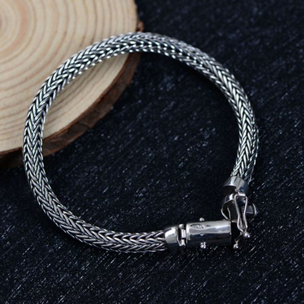Retro Women Men 5mm Sterling Silver Wheat Chain Link Bracelet (B20180404081)