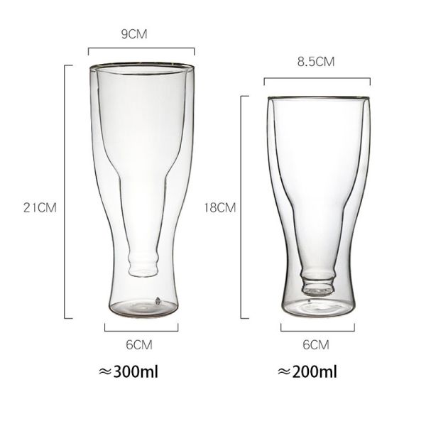 300ml Modeling Double Beer Borosilicate Glass Cup
