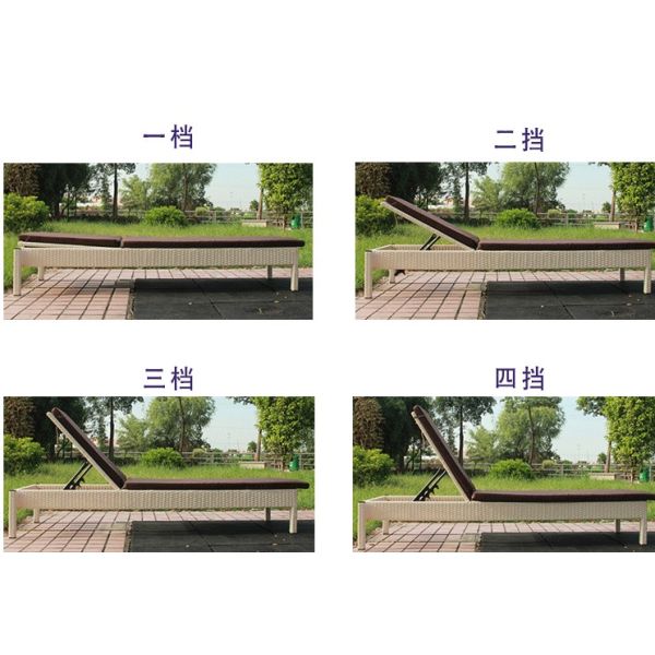 Outdoor garden wicker furniture sunbed PE Rattan beach chair Chaise lounge chair