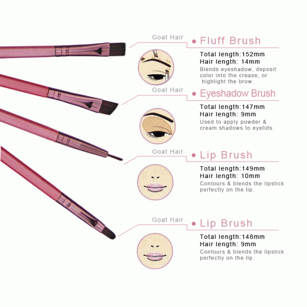 Pink Professional Makeup Brush Set Include Wooden Handle Aluminum Ferrule