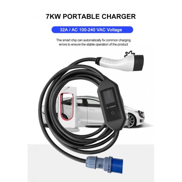 7KW 32A Chargeur électrique portable AC EV Protection contre la surtension