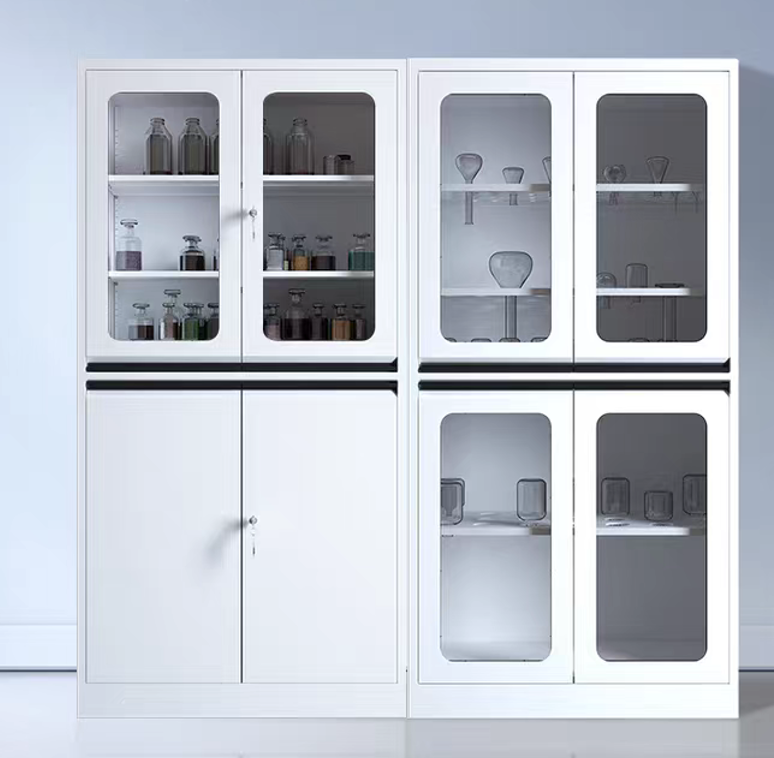 All Steel Medicine Storage Cabinet Heavy Duty Chemical Storage Cupboard With Glass Door