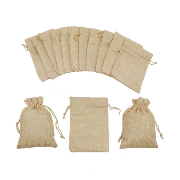 Gunny Burlap Fabric Drawstring Dust Bag Linen Pouch Personalised