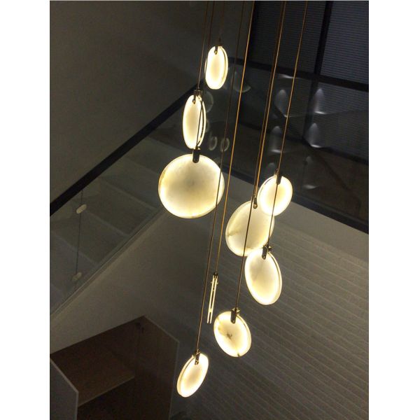 Modern Long Pendant Lights Luxury Staircase Marble Pendant Light(WH-NC-62）