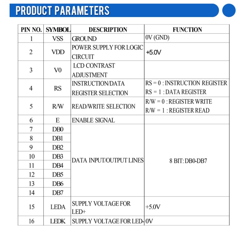 European Blue Film White Letters 1604B-2 Character LCD Screen LCD Industrial Computer LCD Screen
