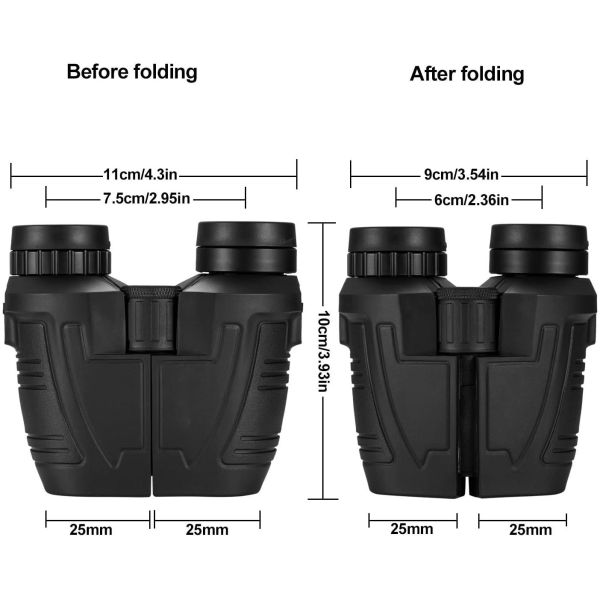High Powered 12x25 Compact Binoculars For Adults Kids Bird Watching Hunting Hiking Camping