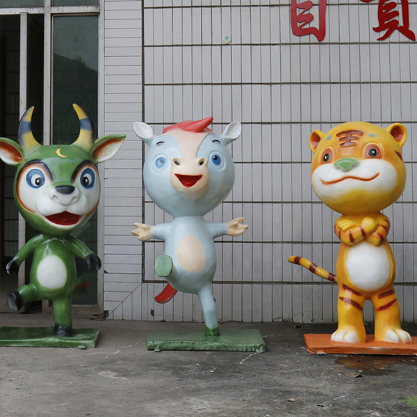 Custom Commercial Display Cute Fiberglass Statue Cartoon Animal