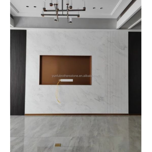 White Thassos Marble Big Slab Polished Stone Wall Panel Tile for Modern Hotel Design