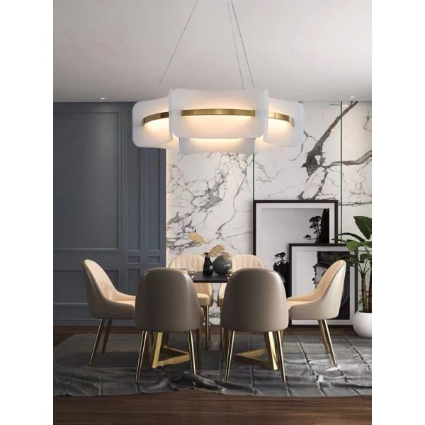 BIG ROUND PENDANT LIGHTS LED LIGHTING HANGING UP IN LIVING ROOM