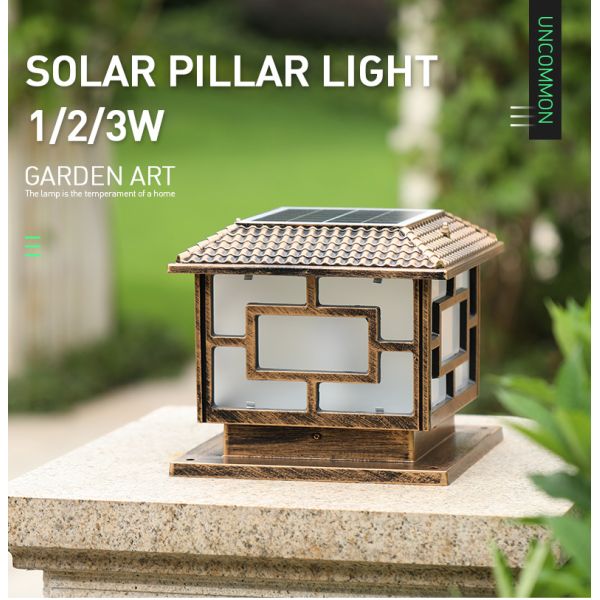 Black Bronze Aluminum Solar Pillar Light Energy Saving Fence Solar Post Cap Lighting