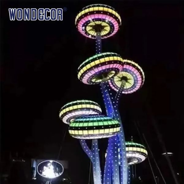 Lighting Abstract Metal Garden Plant Sculptures  3D+2D  Design