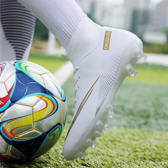 YEFDG High Tops Soccer Cleats Football Spike Shoes Anti Slip Wear Resist