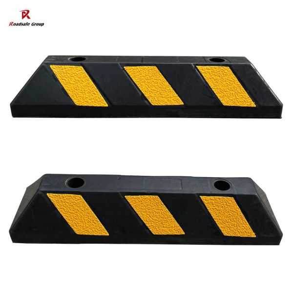 Yellow Black Rubber Wheel Stopper Parking Car Stops