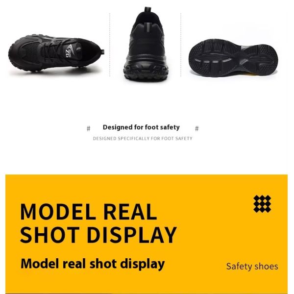 Zapatos de seguridad cómodos Transpirables PU Tejido Volador Zapatos de trabajo Puntera de acero Antigolpes Suela de EVA Entresuela de Kevlar Anti-pinchazos