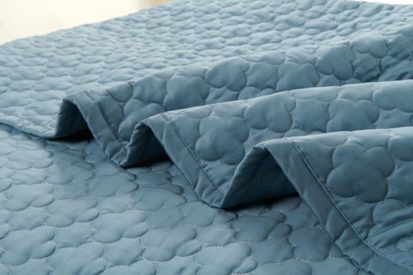 100% Cotton Blue Quilt Set Solid King Size Comforter Set Breathable