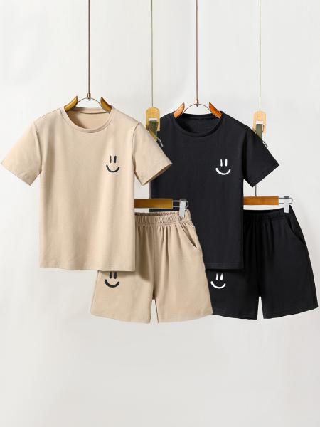 Cartoon Short Sleeve Children Clothing Set Summer Class B Machine Washable