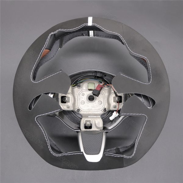 Custom Hand Sewing Black Soft Suede Steering Wheel Cover for Fiat Abarth 500 500C 595 595C GQ S 500C S Linea 2009 2016