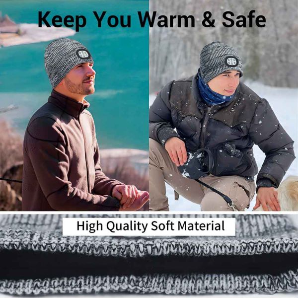 Sports Bluetooth Headphones Hat Hands Free With Music Phone Talks Flahslight