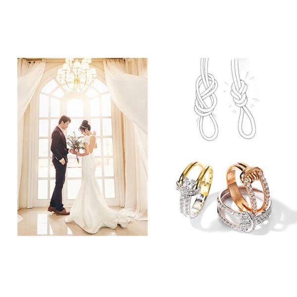 кольца узла вечности колец с бриллиантом золота 0.51ct 4g 18K 0.27ct 0.24ct