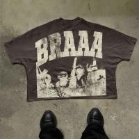 T-Shirt de grande porte masculino T-Shirt de estilo High Street Peso pesado algodão gráfico T-Shirt masculino