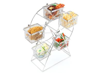 Commercial Buffet Supplies, Sky Wheel Rotary French Fries Container, Stainless Steel 6-Basket Snack Food Holder
