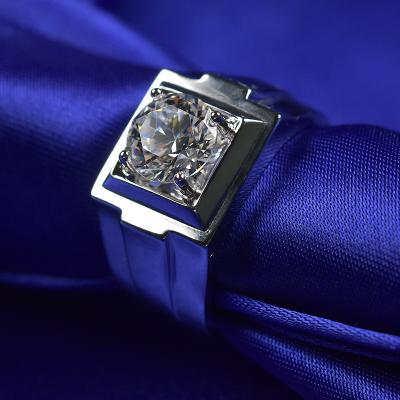 EX Cut Grade 18K White Gold Moissanite Ring 1 Carat Weight For Man XN372