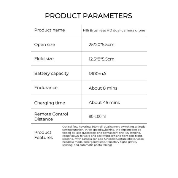 H16 Mini RC Drone HD Камера Wifi Fpv Бесшовный складной квадрокоптер Профессиональные дроны Игрушки для детей 14Y+