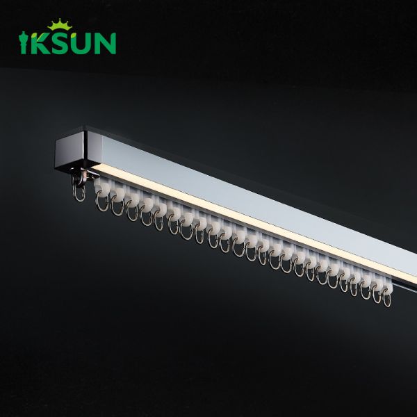 Smooth Aluminium LED Curtain Track With LED Light Ceiling Mounted Curtain Track