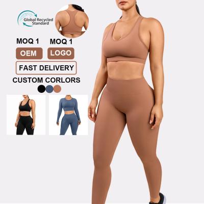 HEXIN 2 Pieces Yoga Suit Set Breathable Crop Top and High Waist Leggings for Women