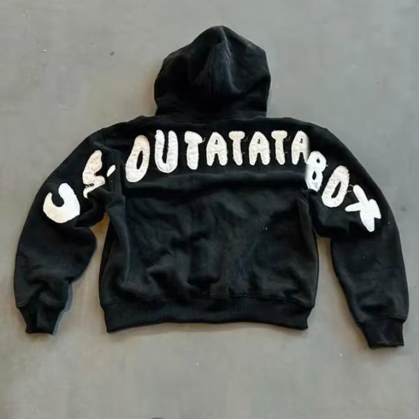 Vêtements à capuche à la fermeture à glissière à l'acide sur mesure Vêtements à capuche à la taille d'une boîte 500 grammes