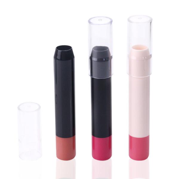 Impressão de logotipo branco preto redondo em forma de balsam labial vazio blush recipiente fundação concealer tubo stick