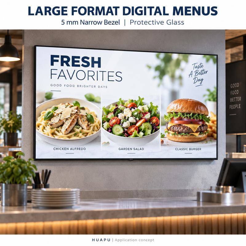 75 Inch 4K UHD Indoor LCD Display Screen Restaurant Digital Menu Board