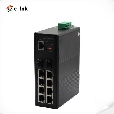 interruptor portuário 8x10/100/1000M do gigabit dos ethernet 24vdc 8 industriais RJ45 + 2x100/1000M SFP