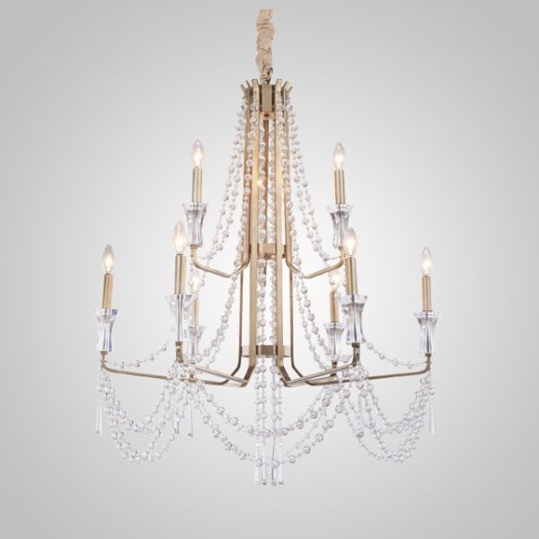 Wrought iron lighting two tier crystal chandelier (WH-CI-38)
