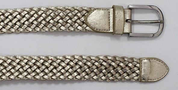 Gold Metallic PU Women's Belts For Jeans Nickel Zinc Alloy Buckle Available