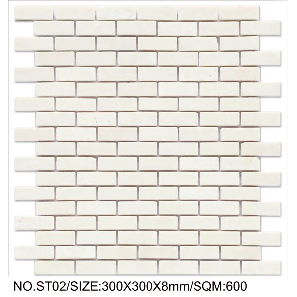 Élégante mosaïque en pierre naturelle blanche de 300x300 mm pour hôtel et bâtiment