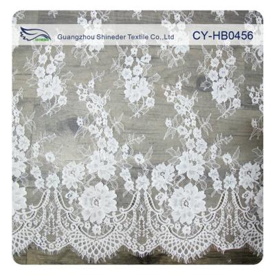 Wedding Floral Eyelash Lace Trim , Eyelash Lace Fabric Wholesale UL Tested