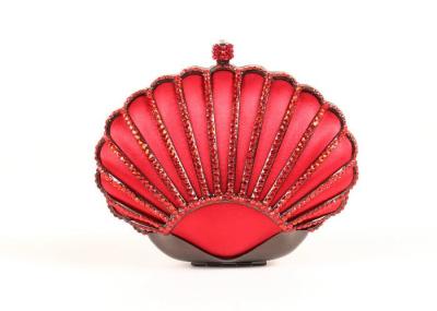 Shell Shaped Red Shell Shaped Cluth Bag Kiss Lock And Unique Long Chain