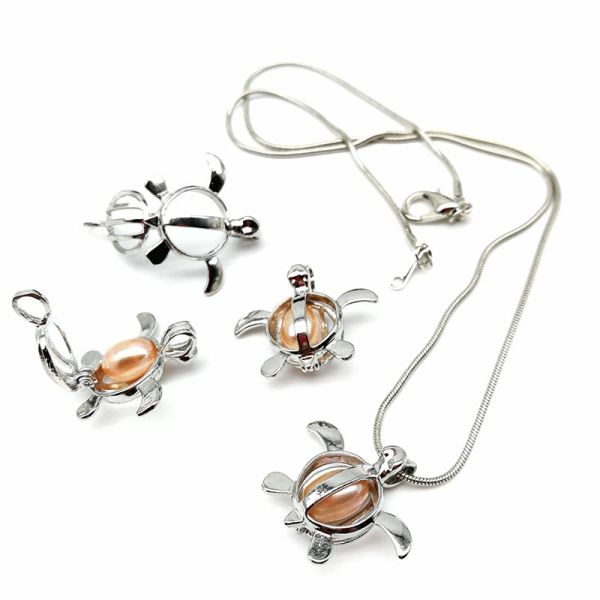 Silver Pearl Cage Locket Pendant Essential Oil Diffuser Oyster Neckalce Jewelry Findings