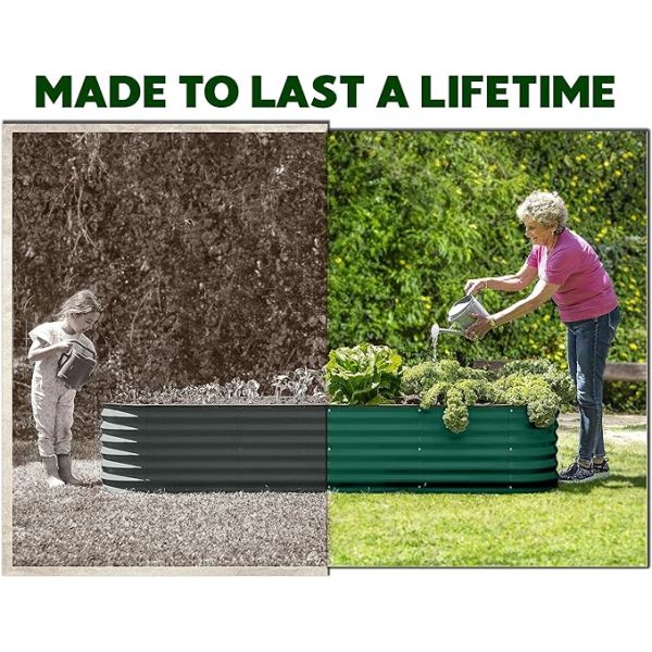 U-Shape Dark Green Galvanized Raised Garden Beds For Vegetables 7*11.5*1.4 Ft