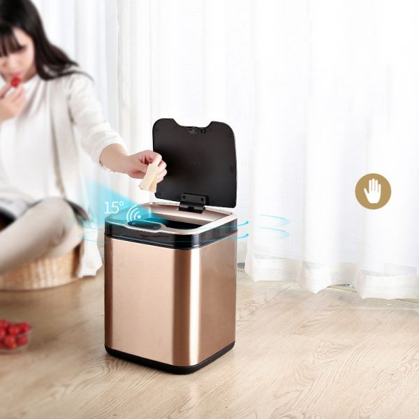 3.4 gal Garbage Slim Townew T3 Slim Stainless Steel Trash Can with Smart Sensor