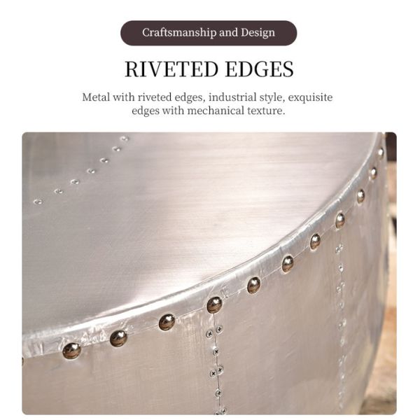 Nidea #8626 Nidea Retro Industrial Loft Style Aluminum Handmade & Durable Living Room Cabinet Coffee Table